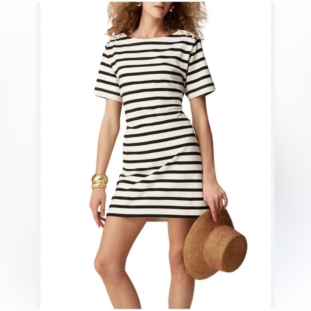 J. Crew 🍁 Nautical/Maritime Tie-back Mini Dress In Navy Stripe. Women’s Sz-S